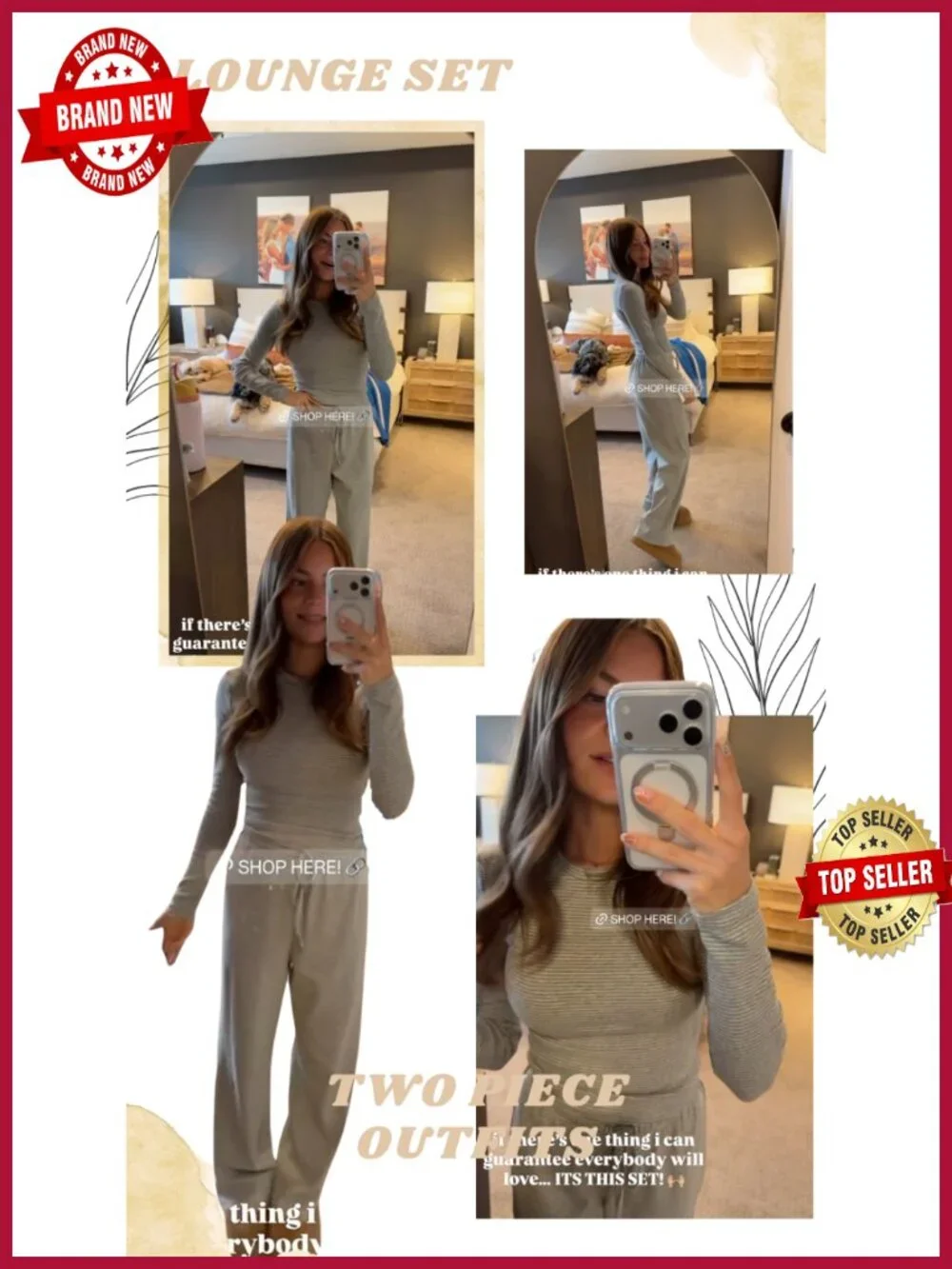 Women's 2 Piece Lounge Set - Long Sleeve Striped Pajamas - Cotton Drawstring
